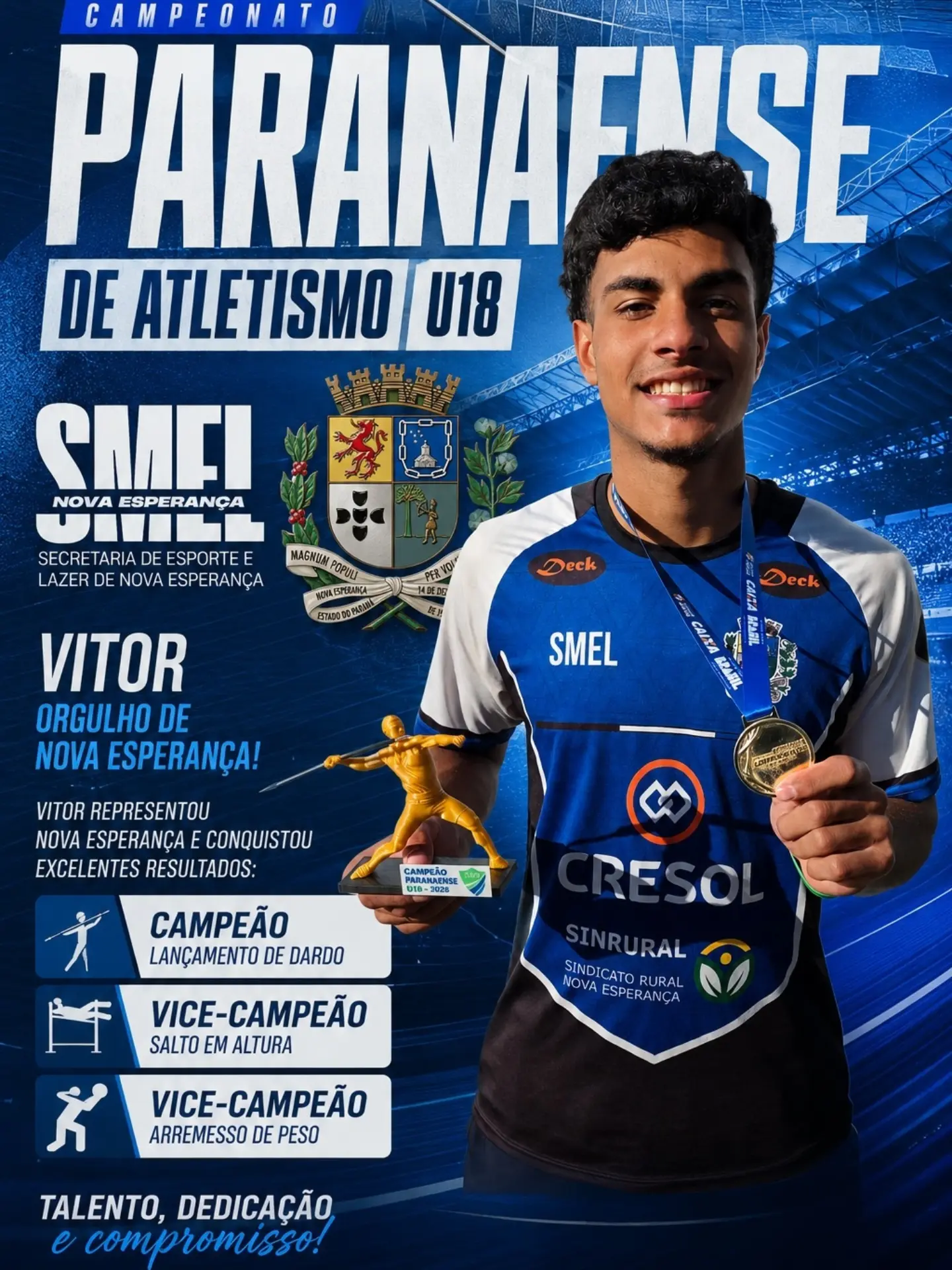 Vitor conquista três medalhas e coloca Nova Esperança em destaque no atletismo paranaense
