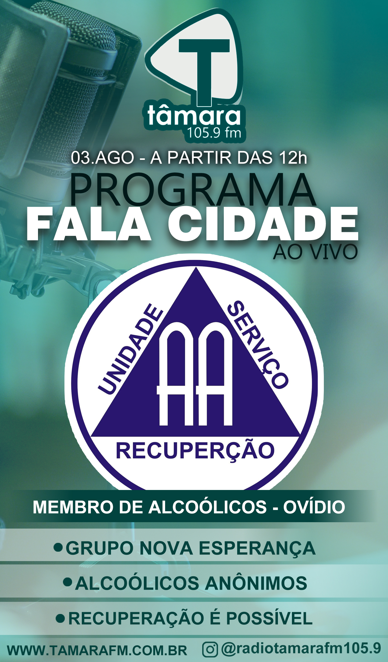 ALCOÓLICOS ANÔNIMOS: HÁ ESPERAÇA, UM NOVO COMEÇO! UM BATE- PAPO COM OVÍDIO: MEMBRO DE ALCOÓLICOS.